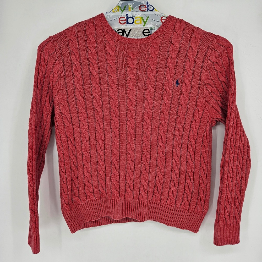 Polo Ralph Lauren Sweater Mens XXL Cable Knit Crew Neck Red Casual‎ Pullover
